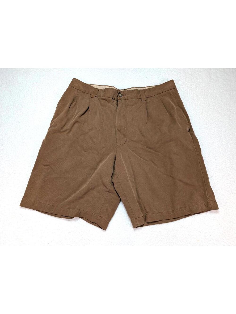 Tommy Bahama 100% Silk Brown Shorts Men's Size 36 Casual Beach Vacation